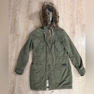 Abercrombie & Fitch Olive Jacket with Sherpa Lining